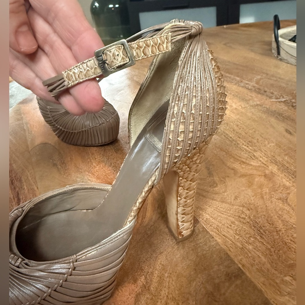 Christian Dior Python/Woven Leather Platform Heels - image 8